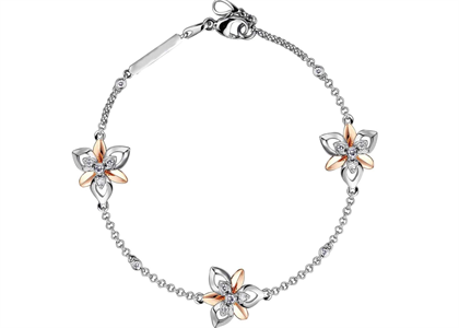 Two Tone Plated Womens Butterfly Bracelet